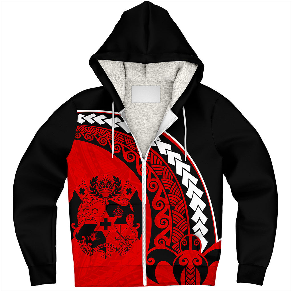 Tonga Sherpa Hoodie Turtle Polynesian Tribal Coat Of Arms
