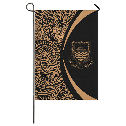 Tuvalu Garden Flag Lauhala Circle Gold