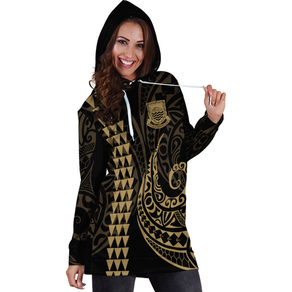 Tuvalu Hoodie Dress Kakau Style Gold
