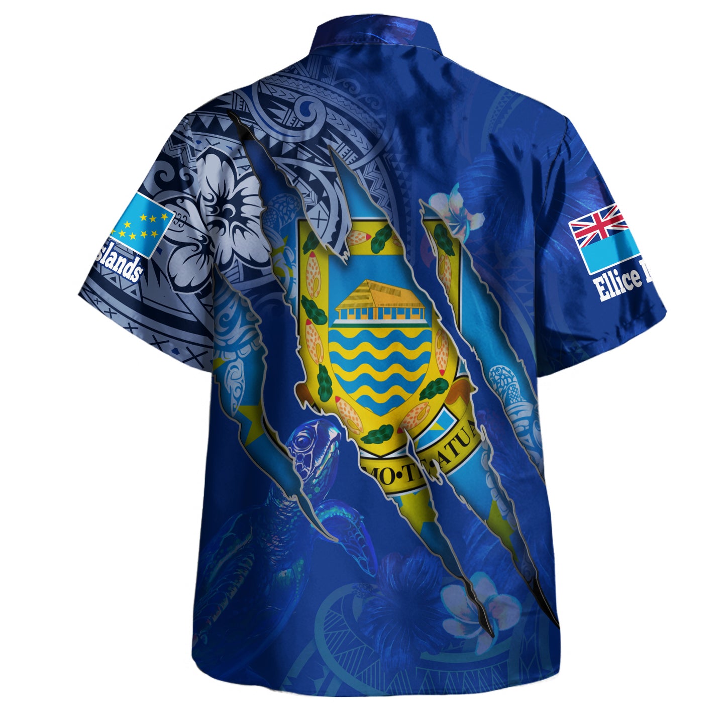 Tuvalu Hawaiian Shirt Custom Tuvaluan Blood Inside Me Polynesian Sleeve Tattoo Tropical Blue