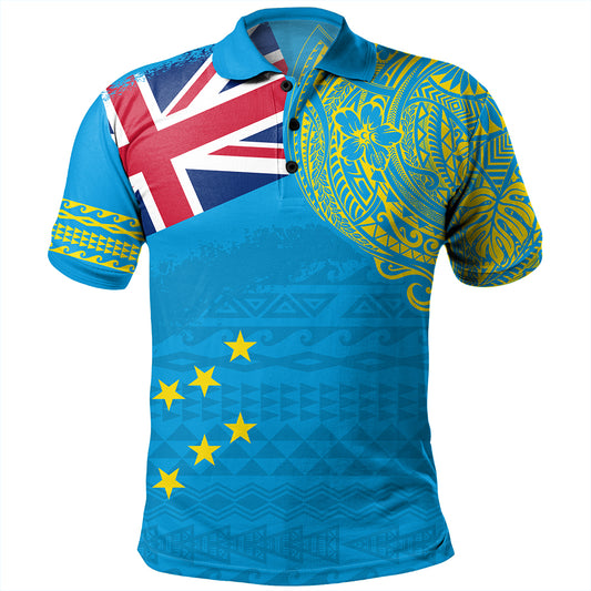 Tuvalu Polo Shirt Polynesian Flag With Coat Of Arms