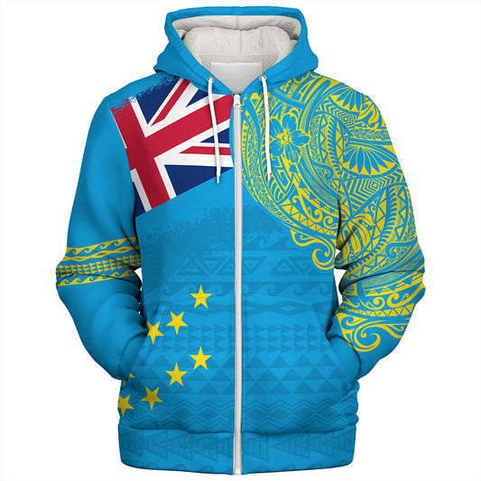Tuvalu Sherpa Hoodie Polynesian Flag With Coat Of Arms