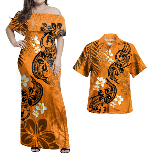 Polynesia Combo Dress And Shirt Tribal Floral And Leaf