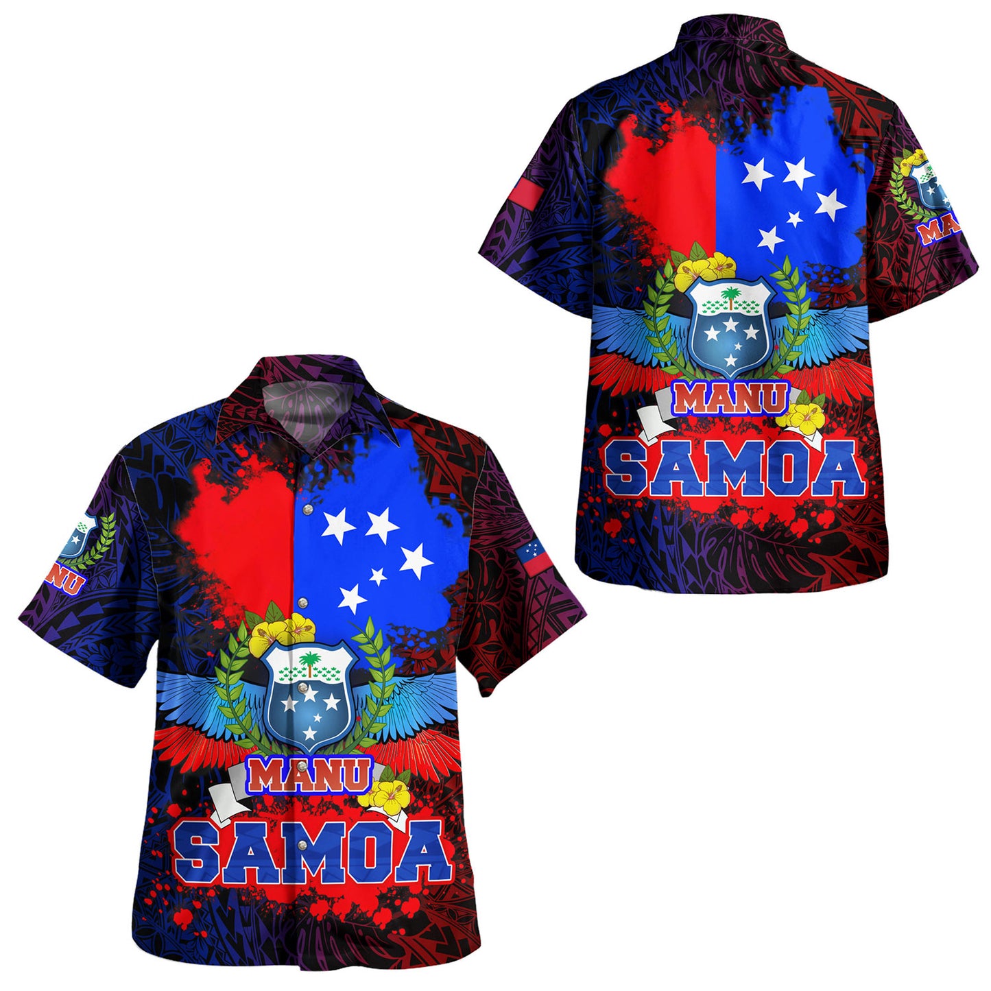 Samoa Combo Off Shoulder Long Dress And Shirt Manu Wings Color Flag Style