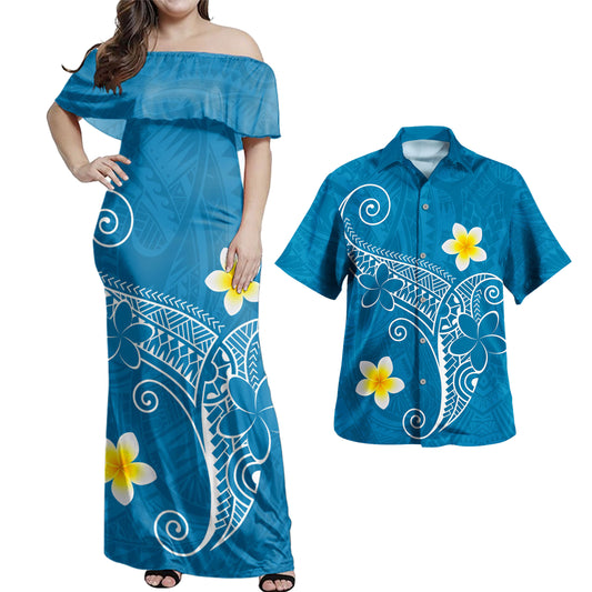 Hawaii Polynesian Combo Dress And Shirt Polynesia Floral Tribal Style Color