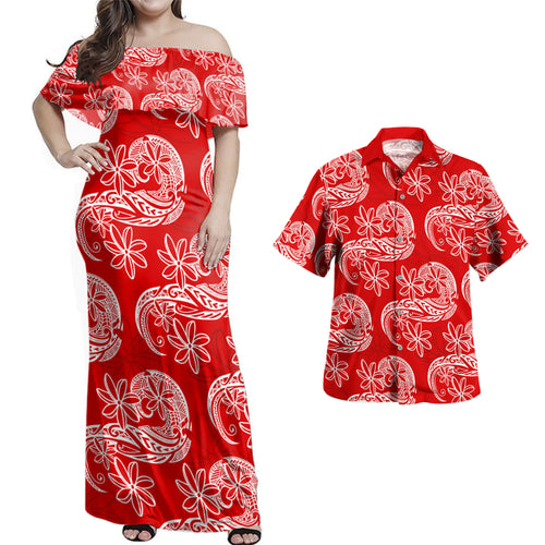 Polynesia Combo Dress And Shirt Tribal Taito Stretch