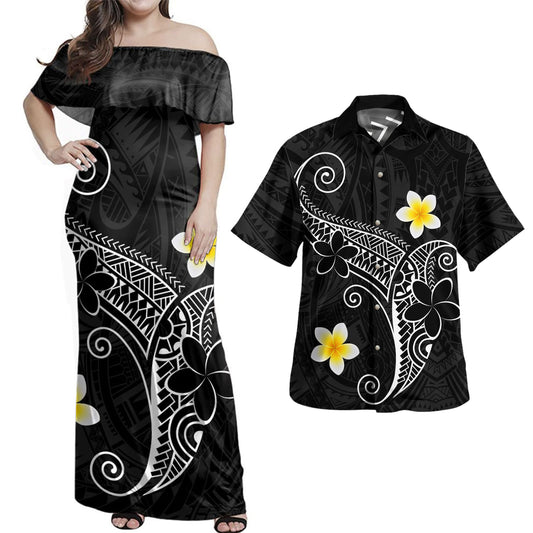 Hawaii Polynesian Combo Dress And Shirt Polynesia Floral Tribal