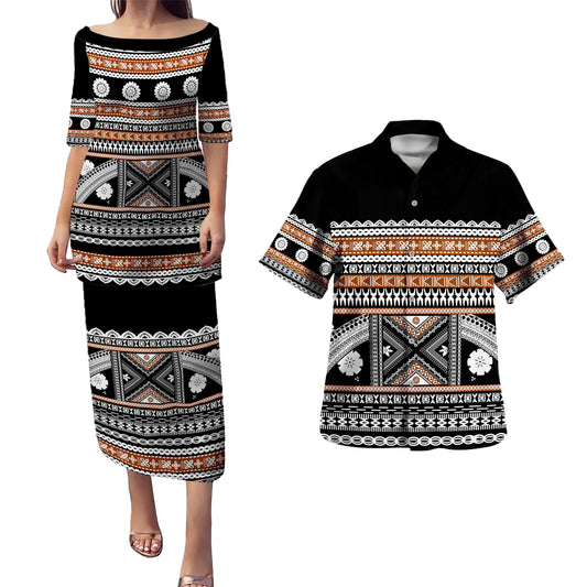 Fiji Combo Puletasi And Shirt Traditional Masi Tapa Clothes