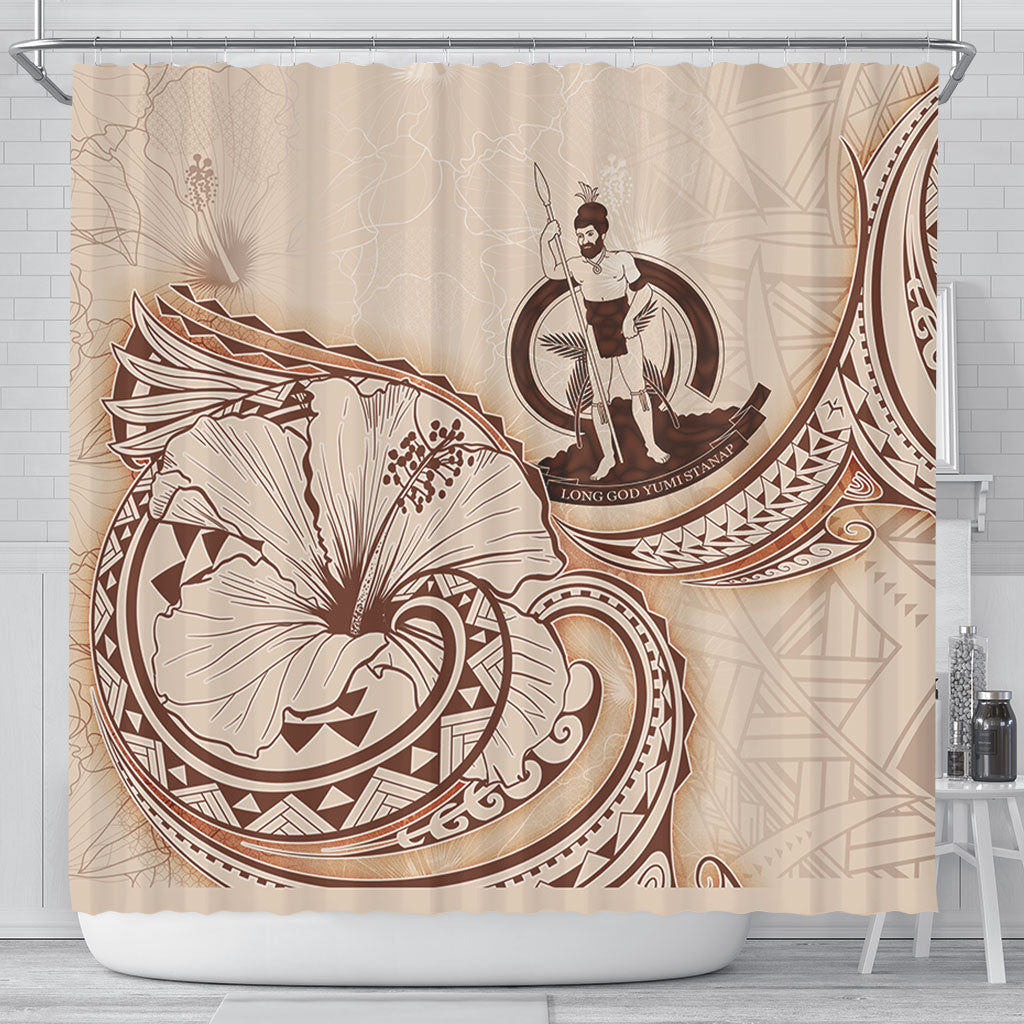 Vanuatu Shower Curtain Hibiscus Flower Vintage Style