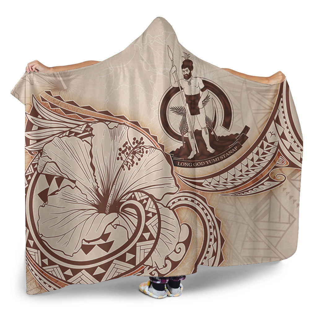 Vanuatu Hooded Blanket Hibiscus Flower Vintage Style