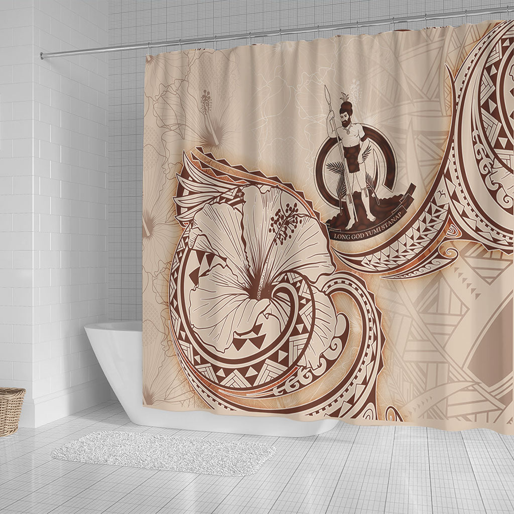 Vanuatu Shower Curtain Hibiscus Flower Vintage Style