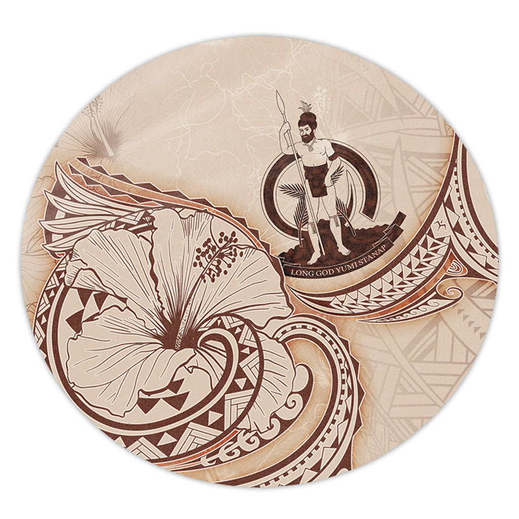 Vanuatu Round Rug Hibiscus Flower Vintage Style