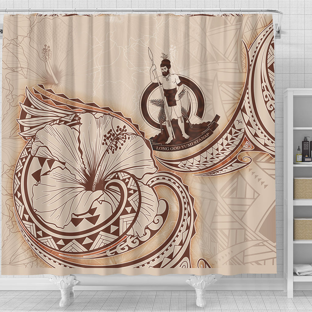 Vanuatu Shower Curtain Hibiscus Flower Vintage Style
