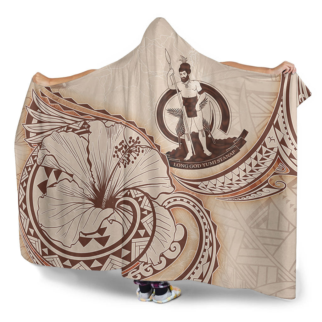 Vanuatu Hooded Blanket Hibiscus Flower Vintage Style