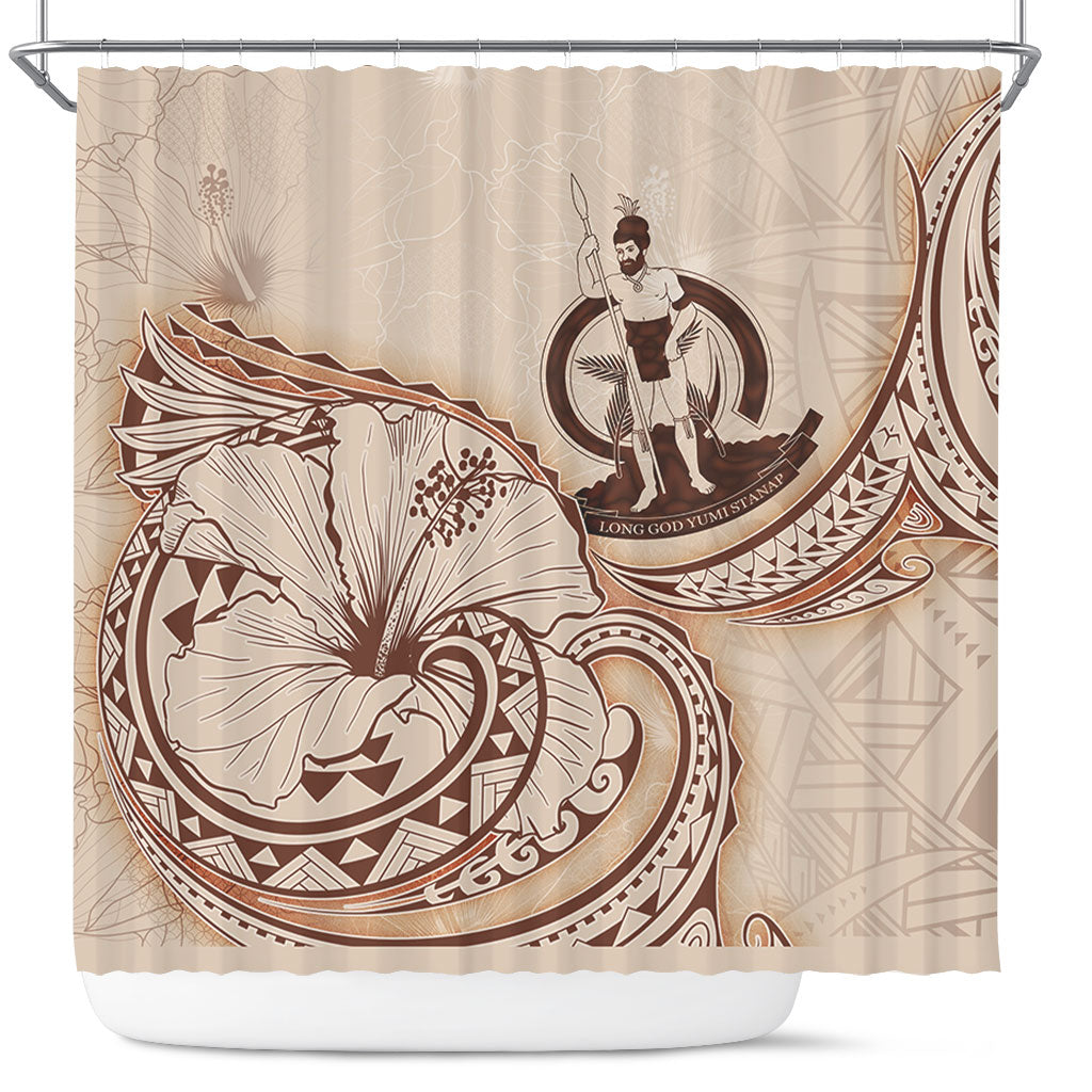 Vanuatu Shower Curtain Hibiscus Flower Vintage Style