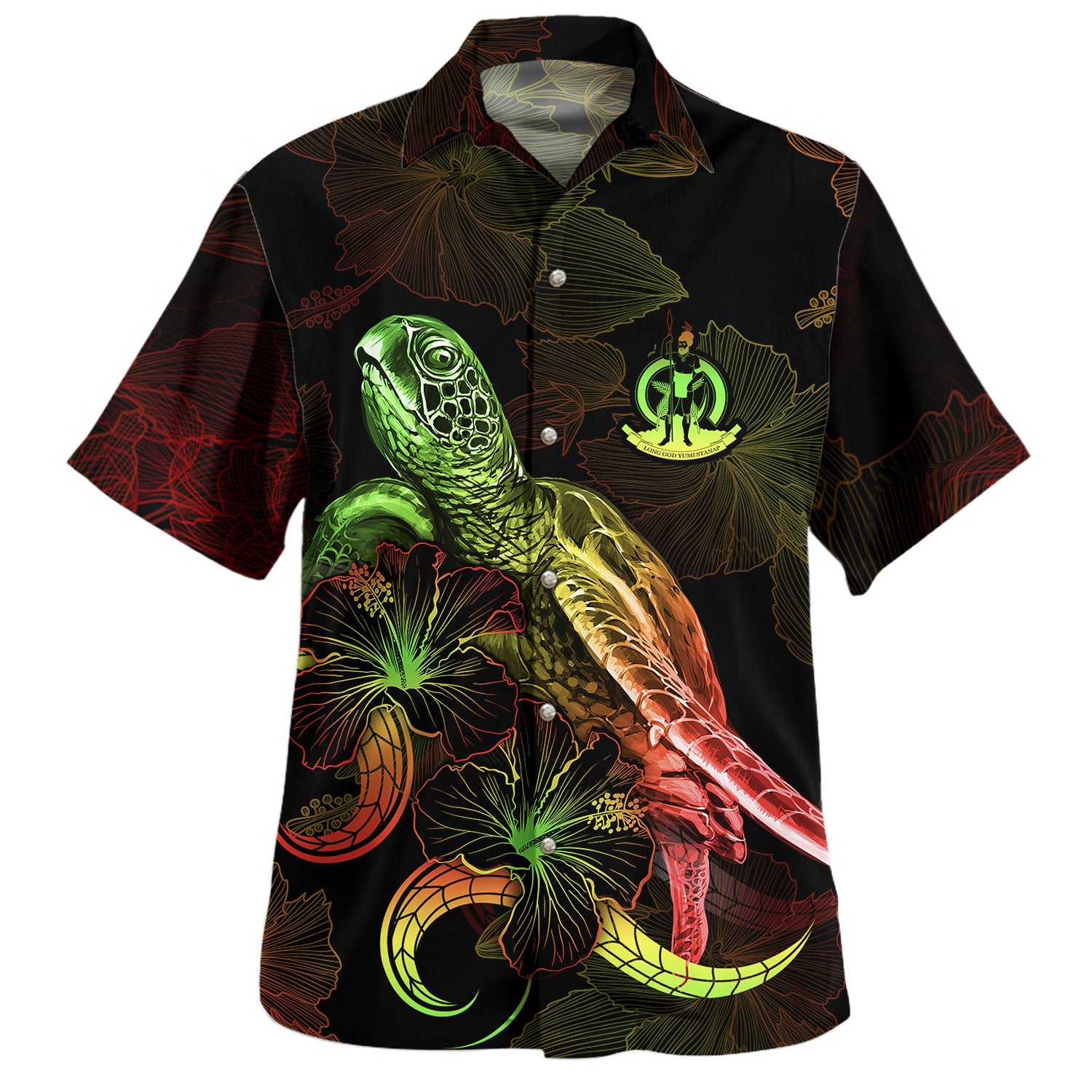 Fiji Hawaiian Shirt Sea Turtle With Blooming Hibiscus Flowers Reggae