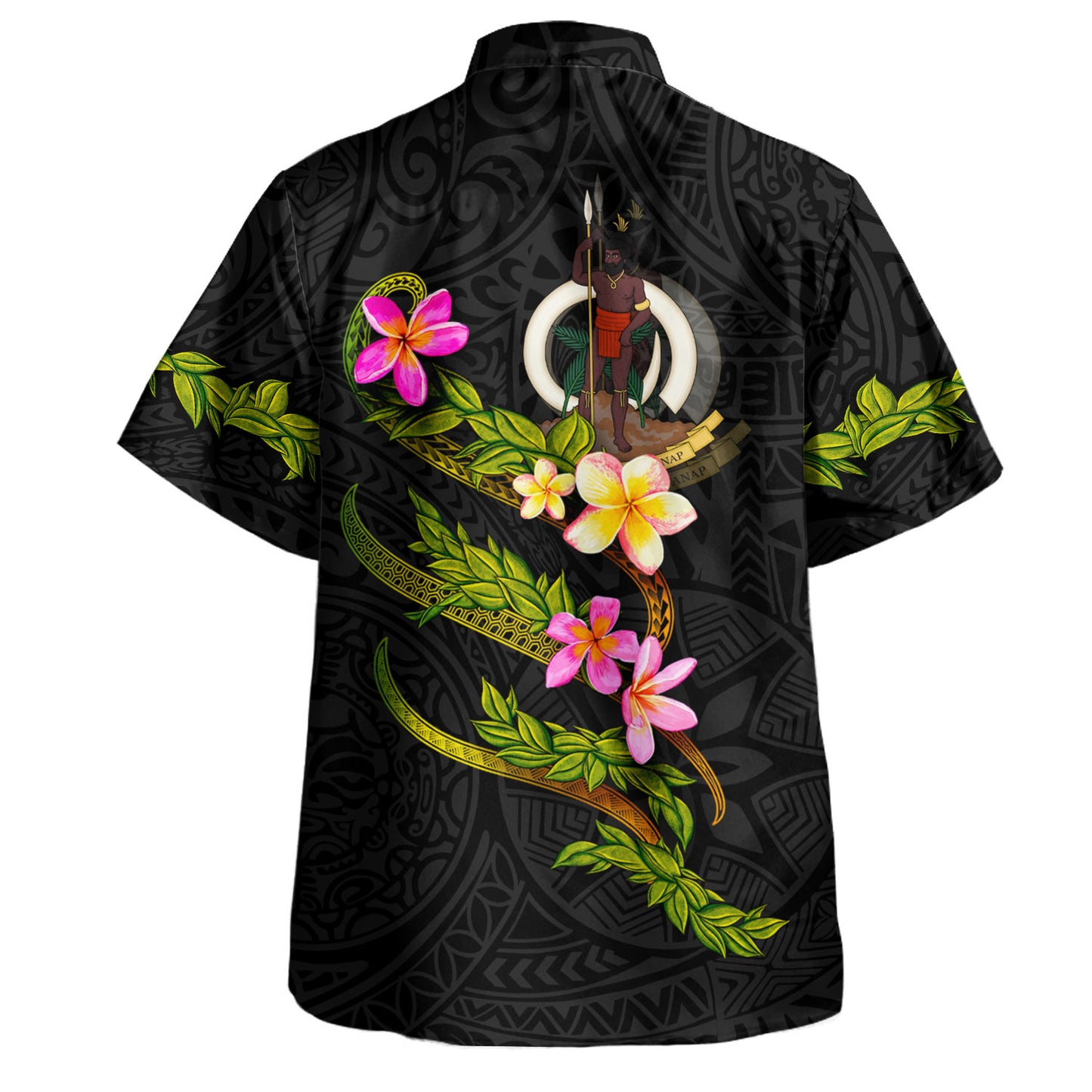 Vanuatu Hawaiian Shirt Custom Plumeria Tribal