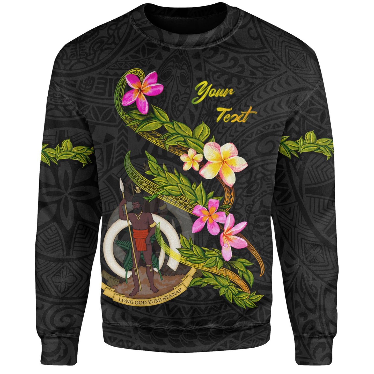 Vanuatu Sweatshirt Custom Plumeria Tribal
