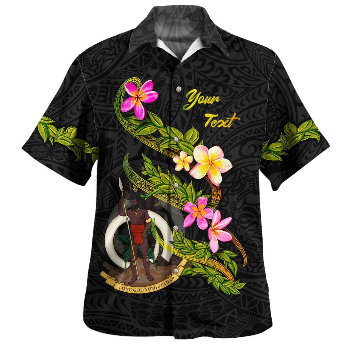 Fiji Hawaiian Shirt Custom Plumeria Tribal