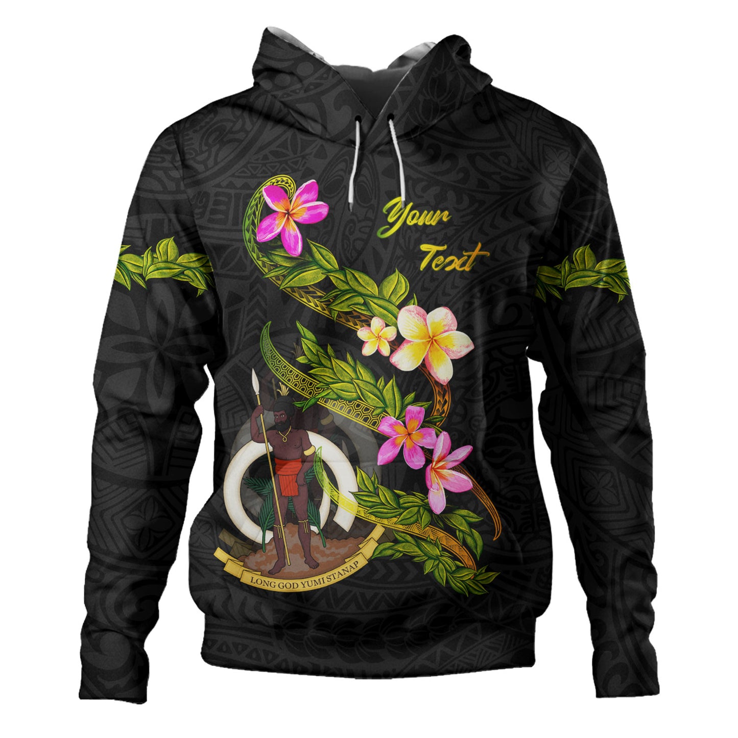 Vanuatu Hoodie Custom Plumeria Tribal