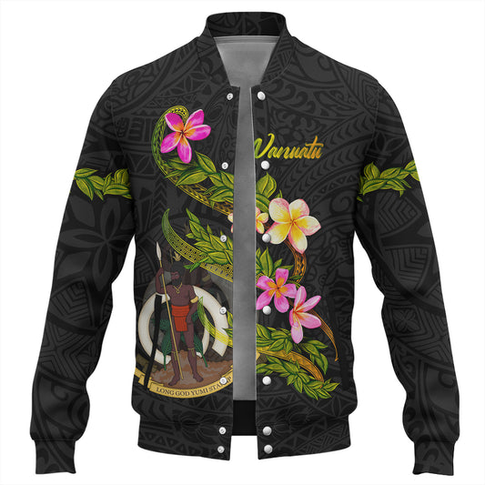 Vanuatu Baseball Jacket Custom Plumeria Tribal