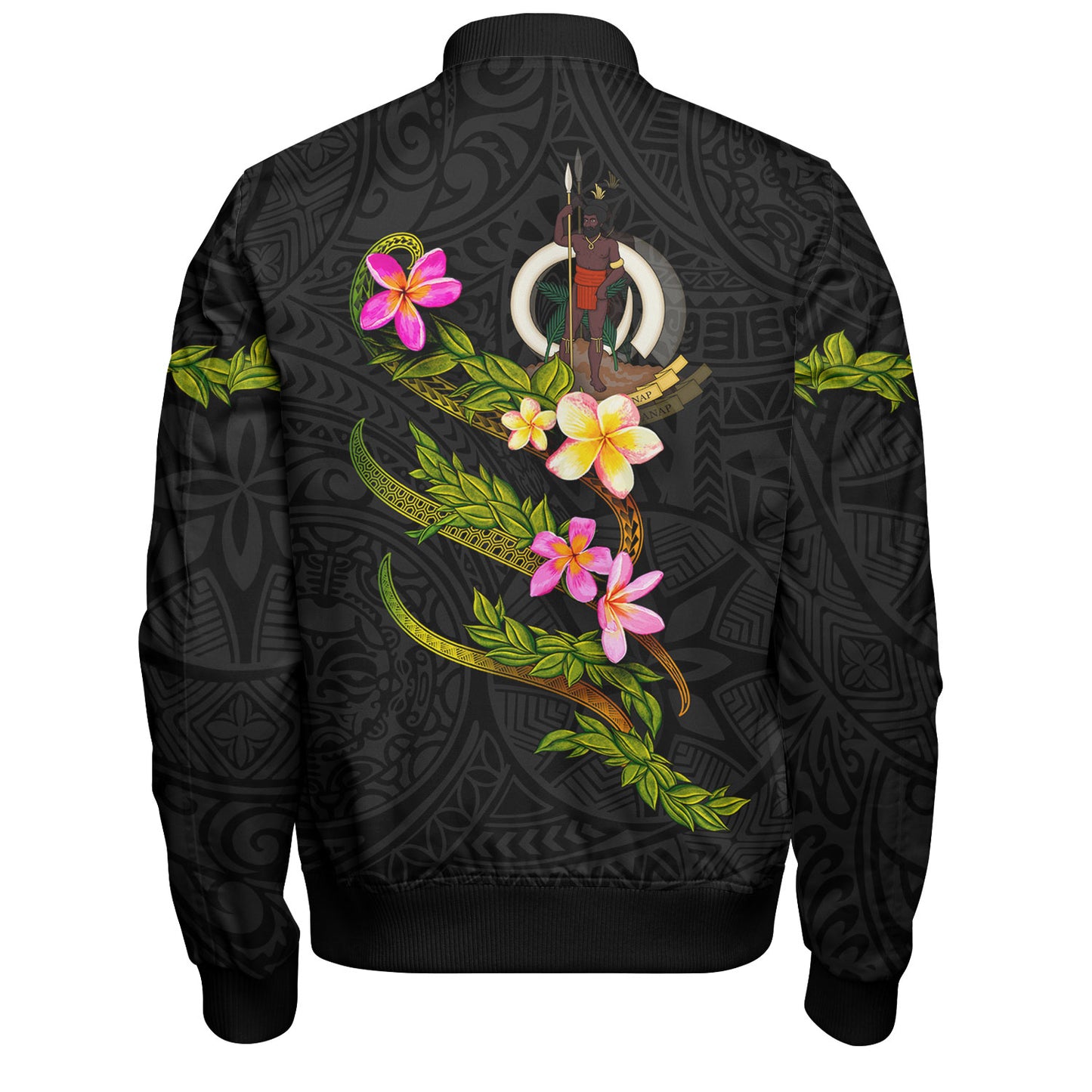 Vanuatu Bomber Jacket Custom Plumeria Tribal