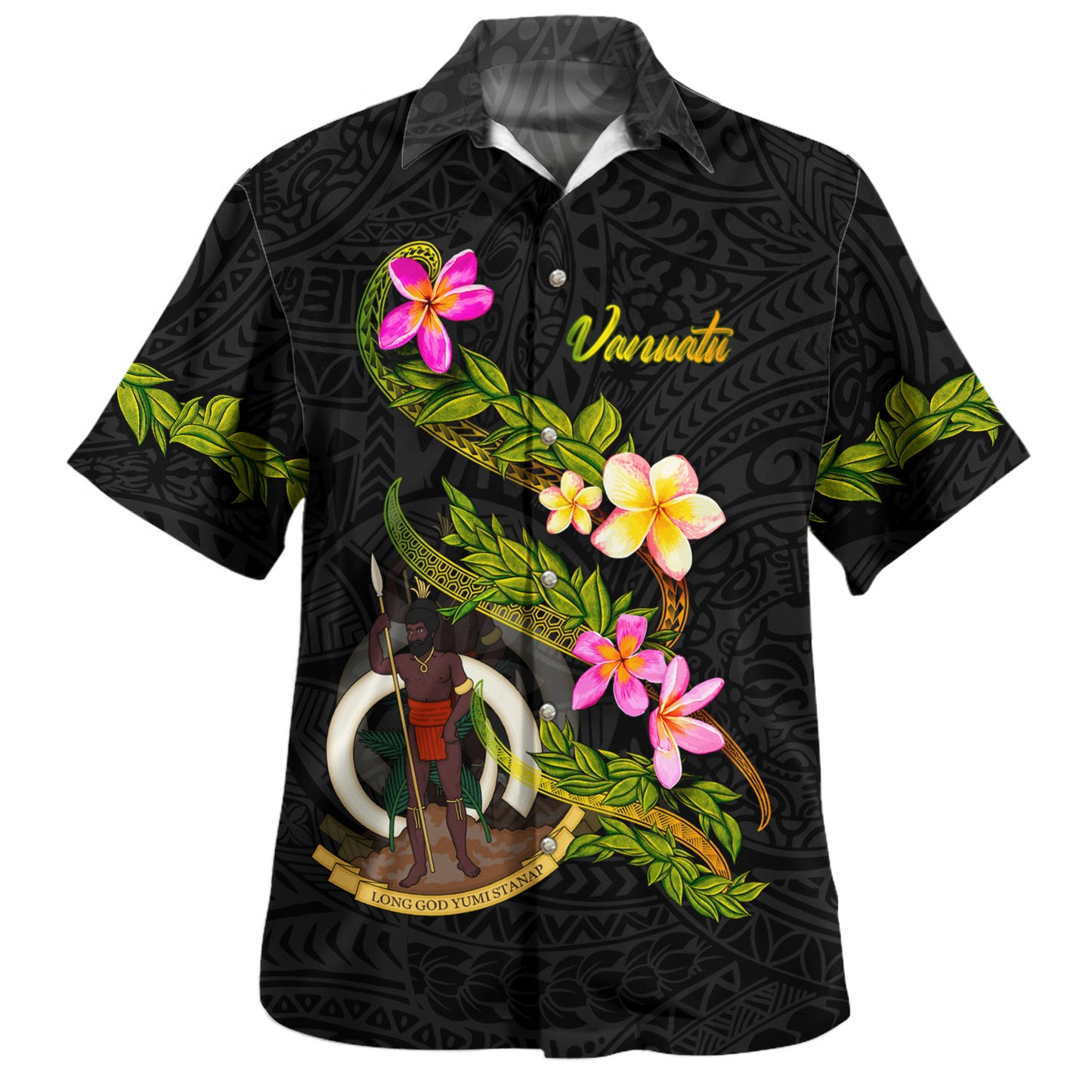 Fiji Hawaiian Shirt Custom Plumeria Tribal