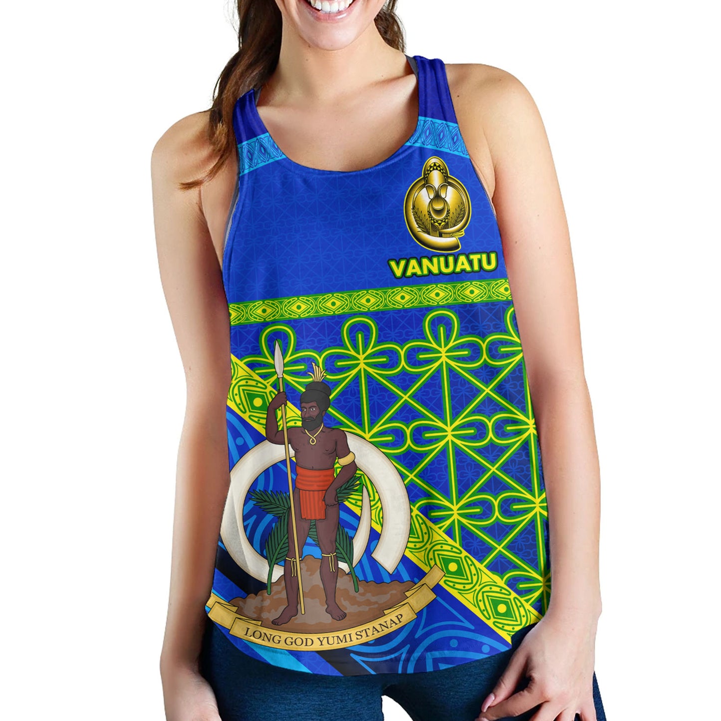 Vanuatu Women Tank Coat Of Arms Mutis En Atan Vanuatu Cultural