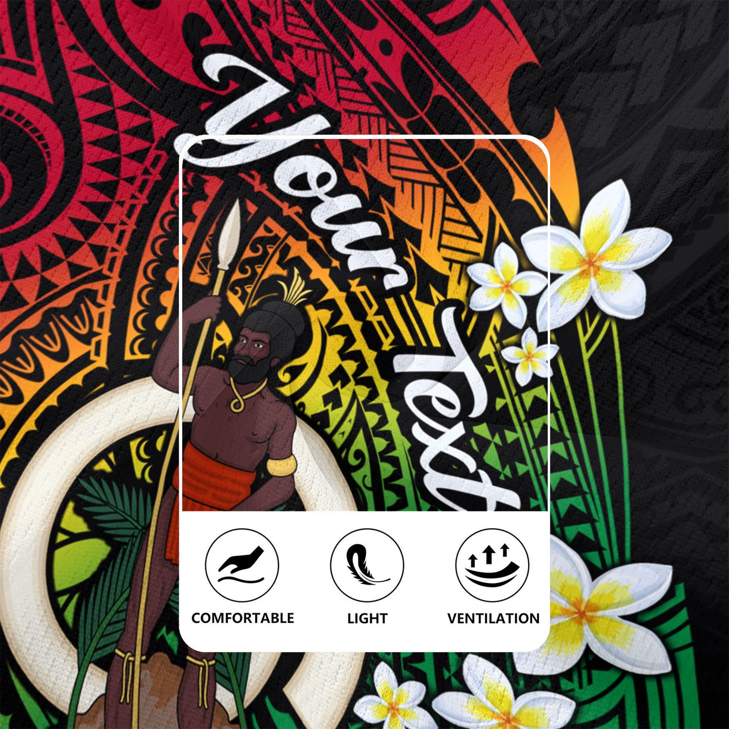 Vanuatu Rugby Jersey Custom Plumeria Flowers Tribal Motif Flag Color Design
