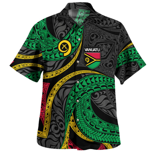 Vanuatu Hawaiian Shirt - Custom Shefa Tribal Pattern Mix Flag