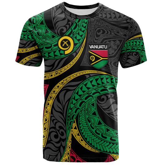 Vanuatu T-Shirt - Custom Proud Vanuatu Tribal Pattern Mix Flag