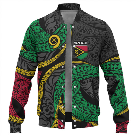 Vanuatu Baseball Jacket - Custom Proud Vanuatu Tribal Pattern Mix Flag