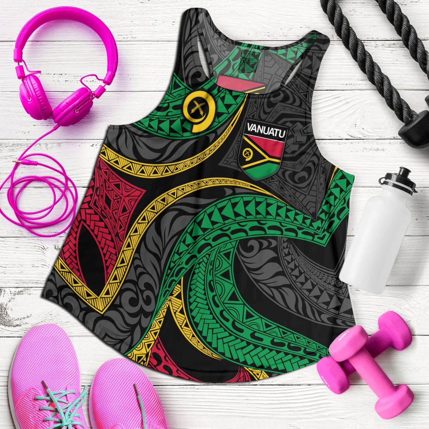 Vanuatu Women Tank - Custom Proud Vanuatu Tribal Pattern Mix Flag