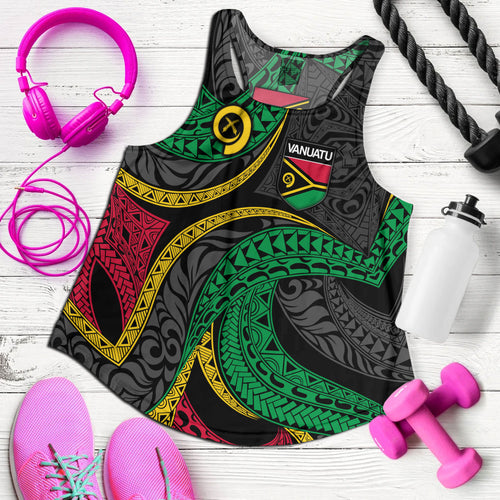 Vanuatu Women Tank - Custom Proud Vanuatu Tribal Pattern Mix Flag