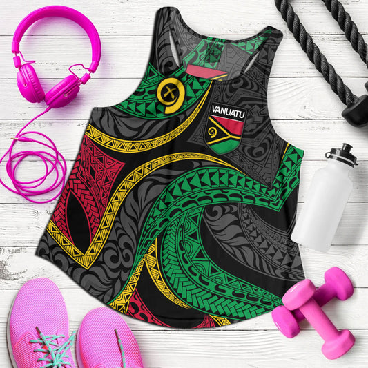 Vanuatu Women Tank - Custom Proud Vanuatu Tribal Pattern Mix Flag
