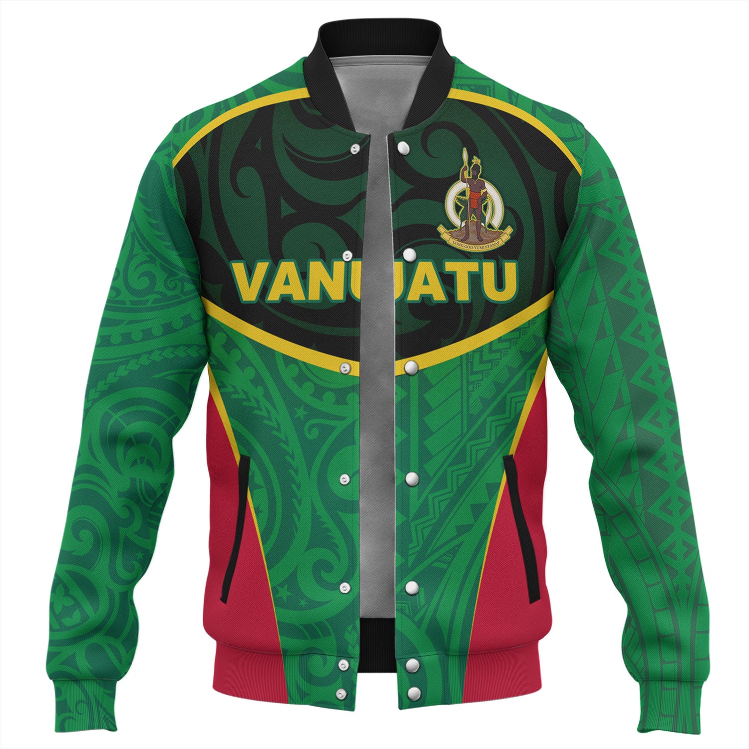Vanuatu Baseball Jacket Seal Tribal Patterns