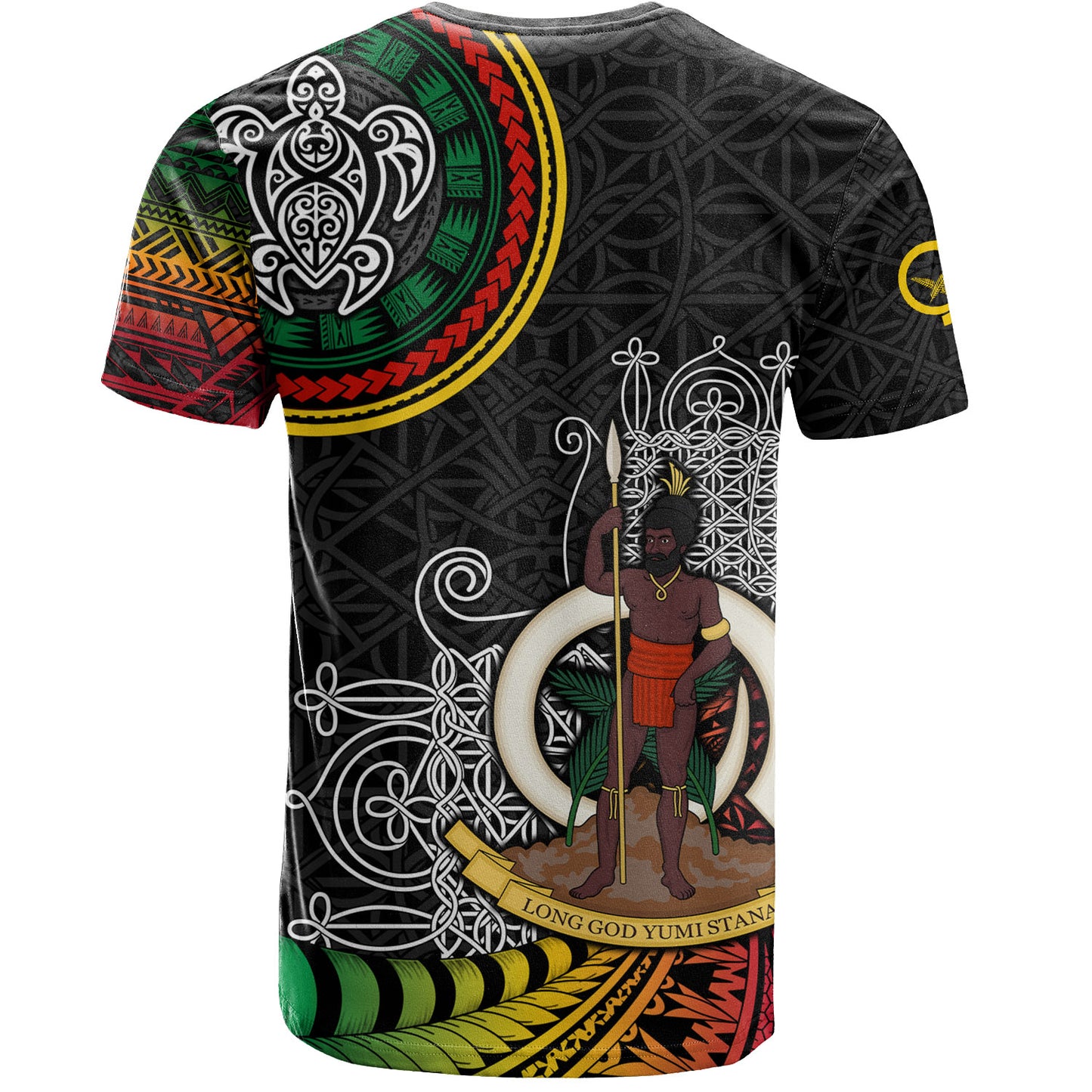 Vanuatu T-Shirt Custom Seal With Mutis En Atan Patterns