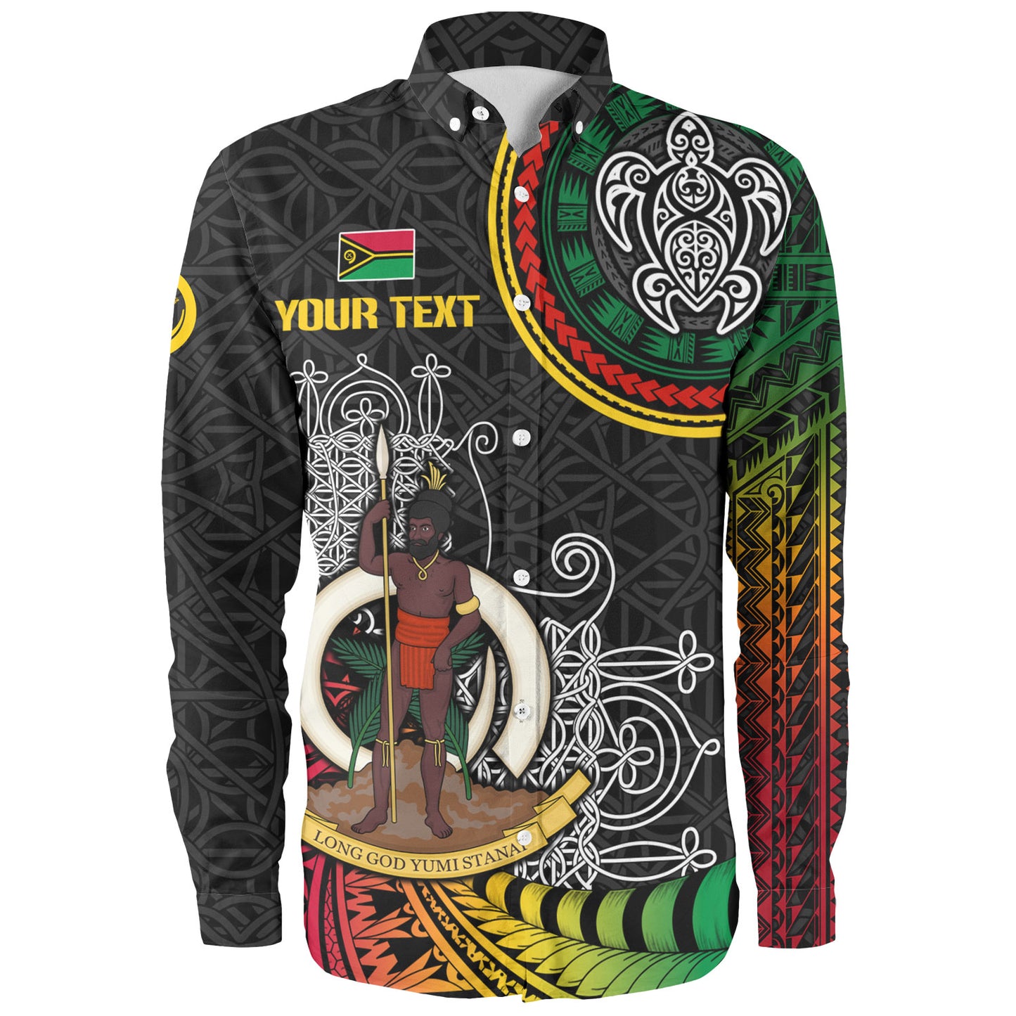 Vanuatu Long Sleeve Shirt Custom Seal With Mutis En Atan Patterns