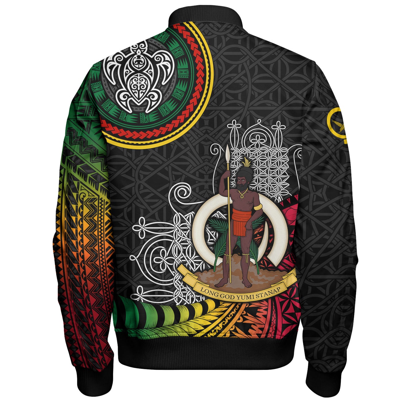 Vanuatu Bomber Jacket Custom Seal With Mutis En Atan Patterns