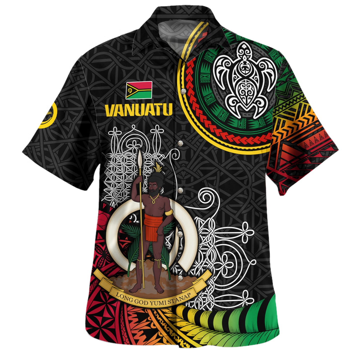 Vanuatu Hawaiian Shirt Custom Vanuatu Seal Mutis En Atan Patterns Reggae Color