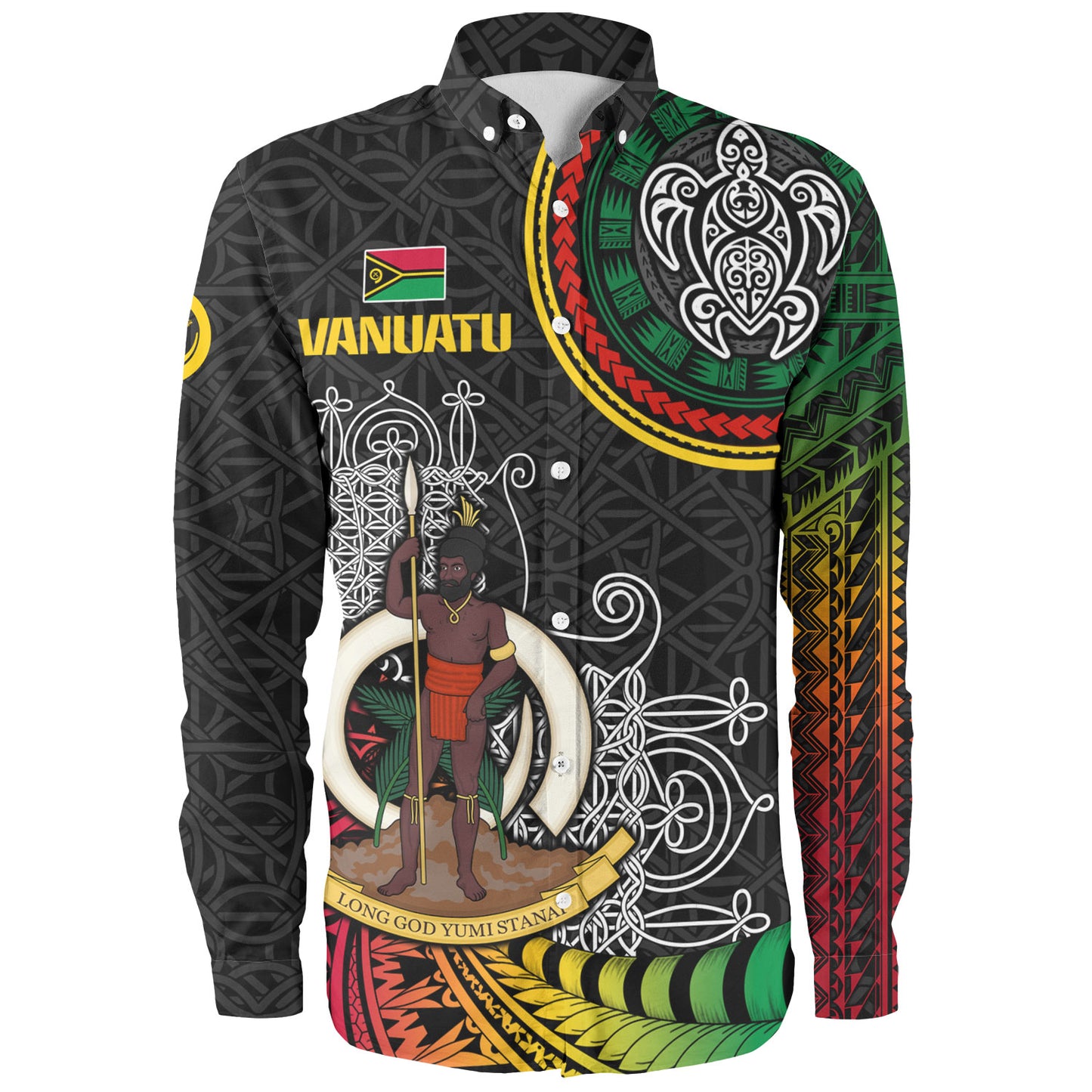 Vanuatu Long Sleeve Shirt Custom Seal With Mutis En Atan Patterns