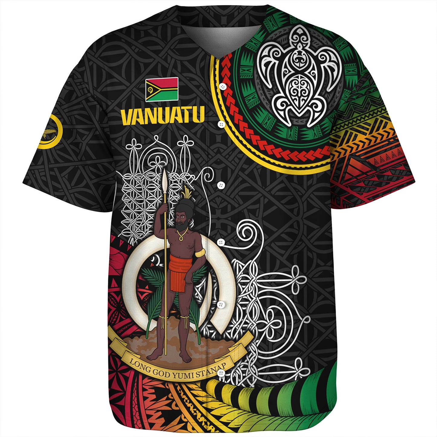 Vanuatu Baseball Shirt Custom Seal With Mutis En Atan Patterns