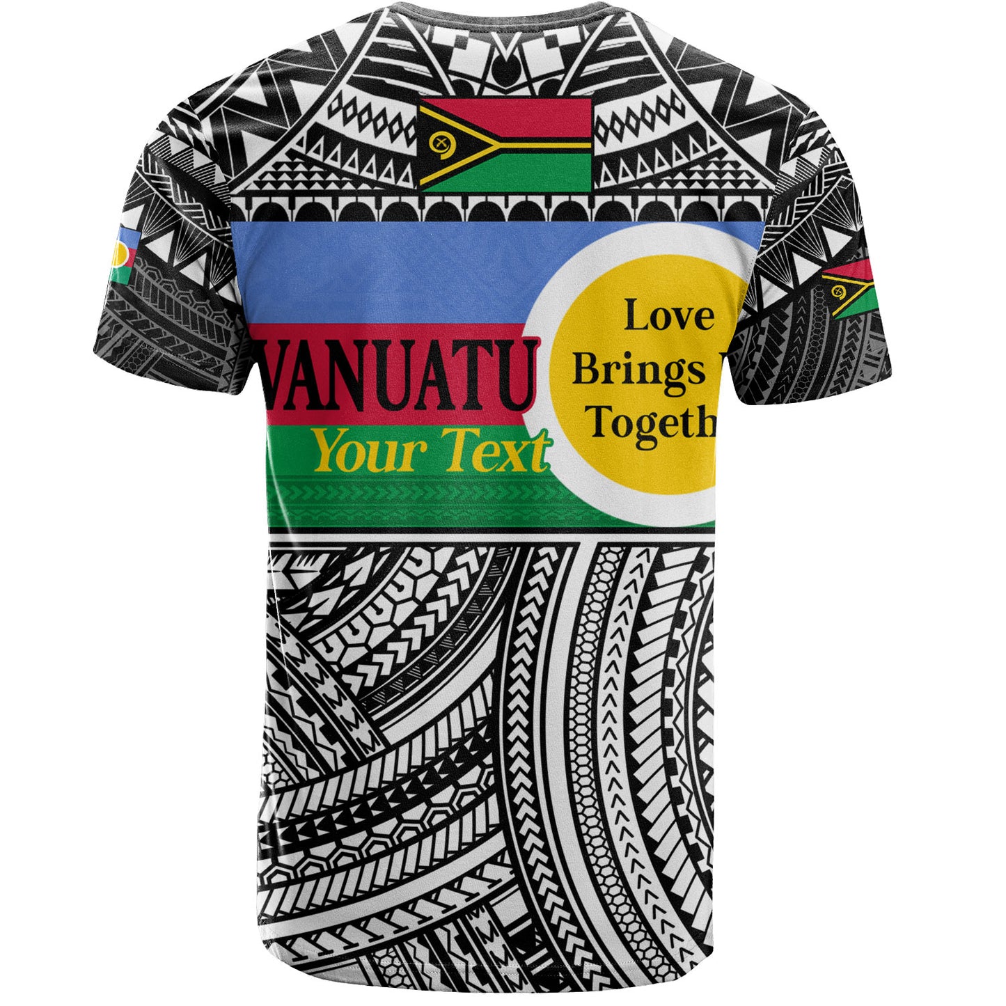 Vanuatu T-Shirt - Custom Shefa Tribal Pattern Mix Flag