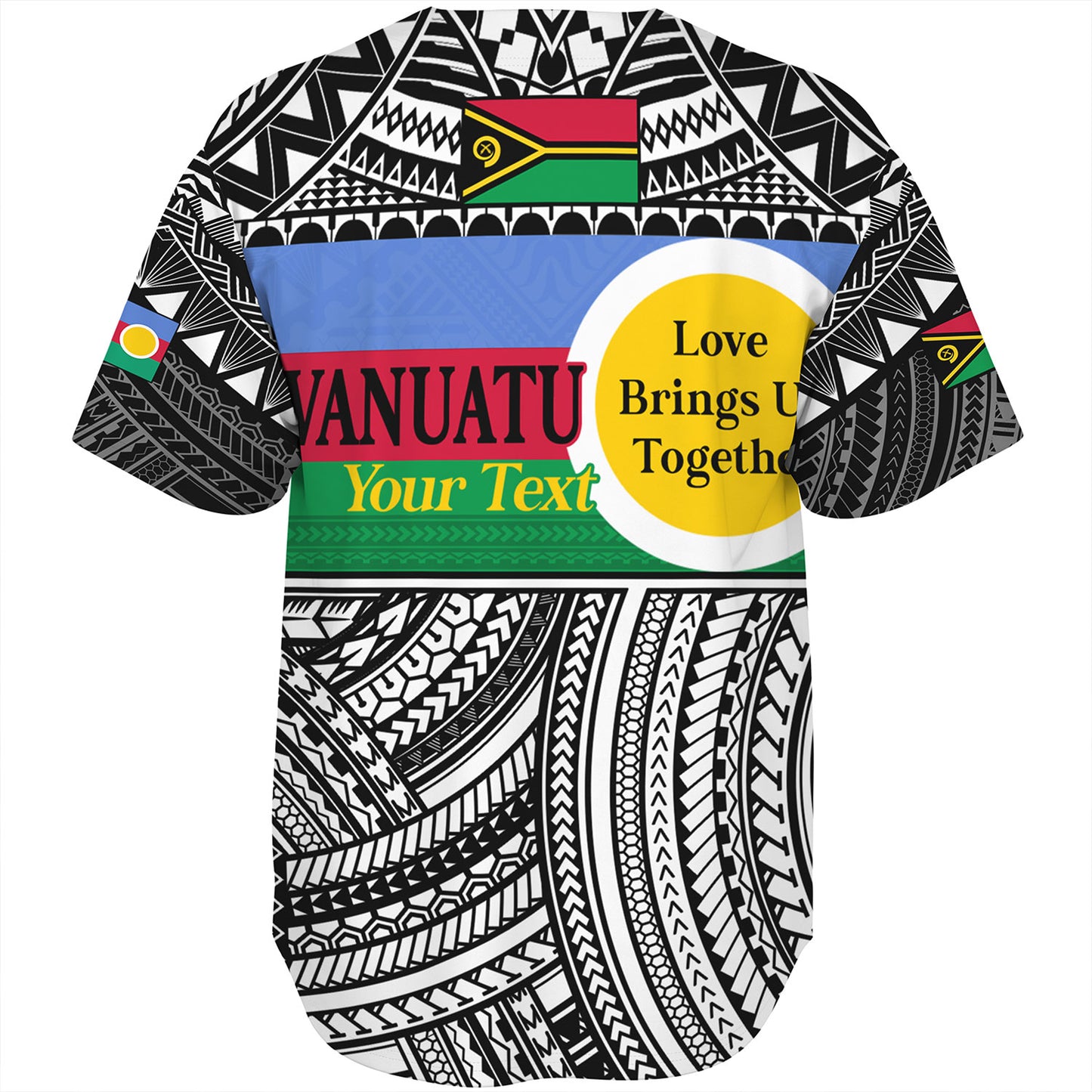 Vanuatu Baseball Shirt - Custom Shefa Tribal Pattern Mix Flag