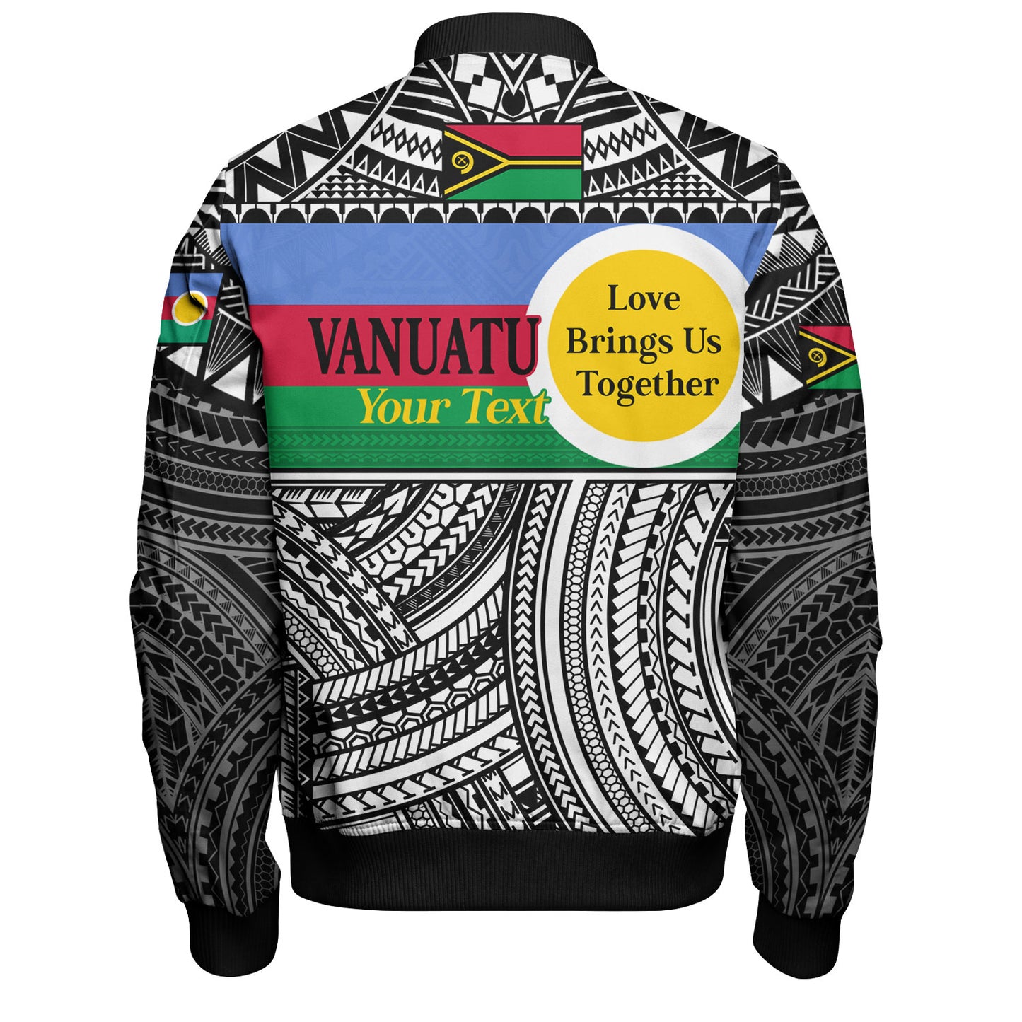 Vanuatu Bomber Jacket - Custom Shefa Tribal Pattern Mix Flag
