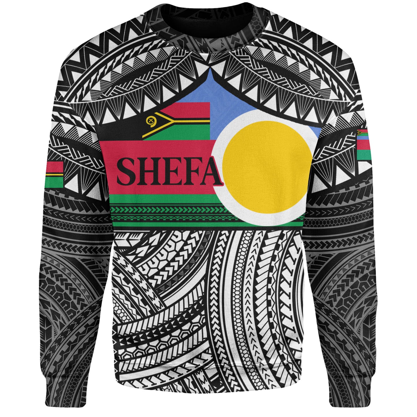 Vanuatu Sweatshirt - Custom Shefa Tribal Pattern Mix Flag