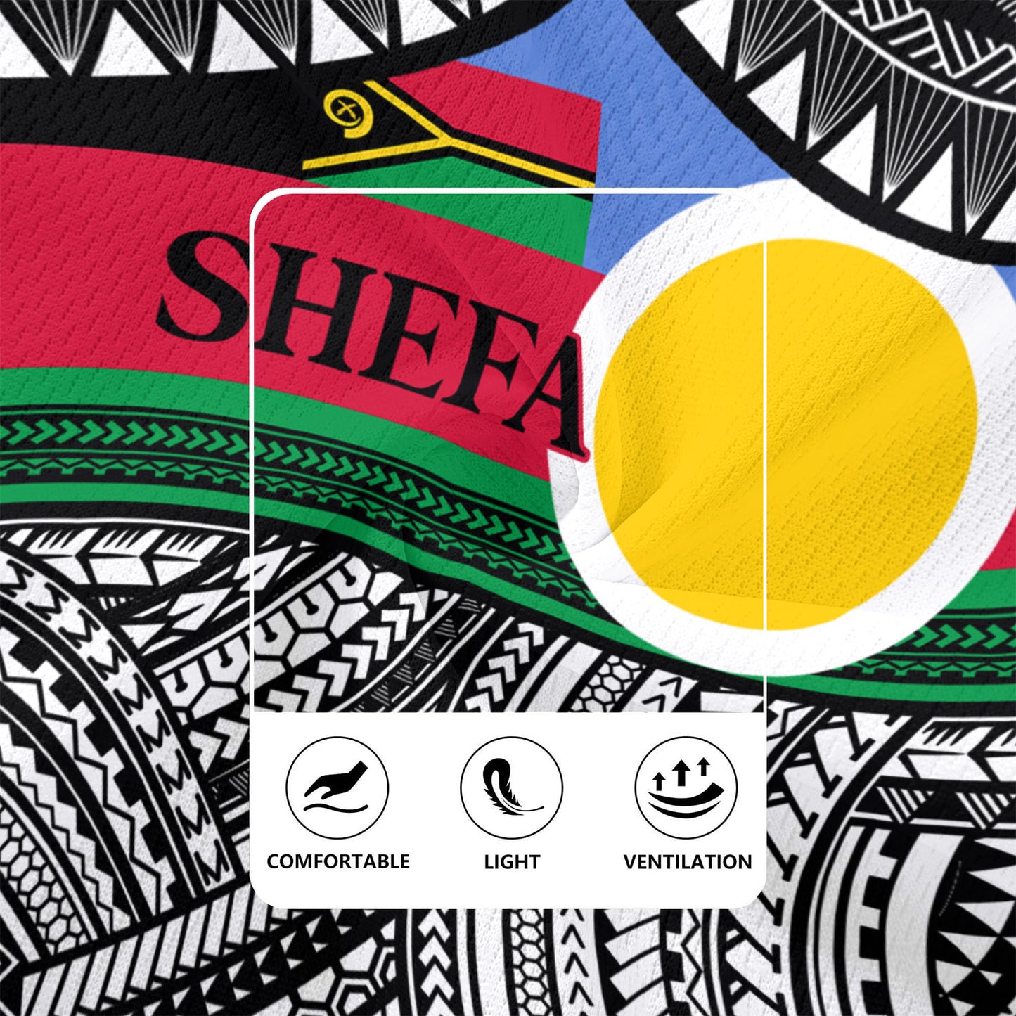 Vanuatu Rugby Jersey - Custom Shefa Tribal Pattern Mix Flag