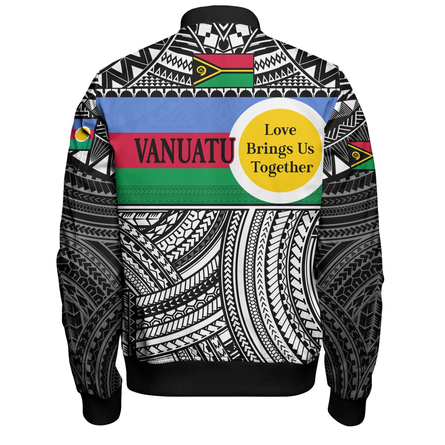 Vanuatu Bomber Jacket - Custom Shefa Tribal Pattern Mix Flag