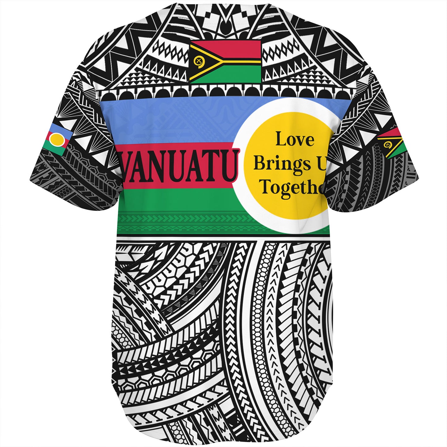 Vanuatu Baseball Shirt - Custom Shefa Tribal Pattern Mix Flag