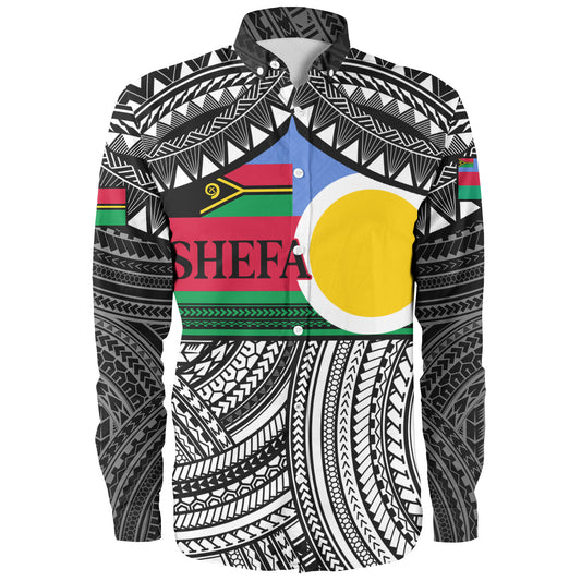 Vanuatu Long Sleeve Shirt - Custom Shefa Tribal Pattern Mix Flag